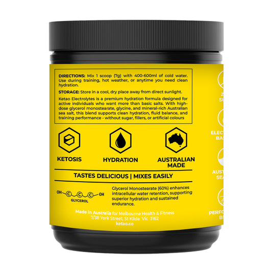 Ketao Hydration Electrolyte Powder – Rapid Hydration + Glycerol + Sea Salt – Raspberry / Orange Mandarin / Lemon