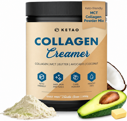 Collagen Creamer 300g MCT Keto Coffee Creamer Vanilla Bean Gluten Free - Ketao