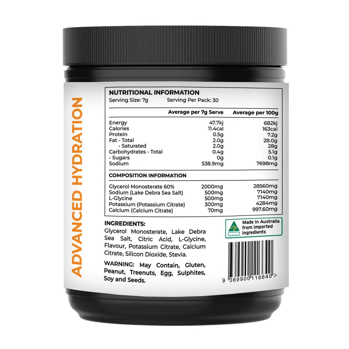 Electrolytes Mandarin Hydration Powder Zero Sugar 210g 30 Servings - Ketao