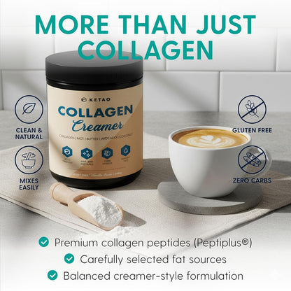 Collagen Creamer 300g MCT Keto Coffee Creamer Vanilla Bean Gluten Free - Ketao
