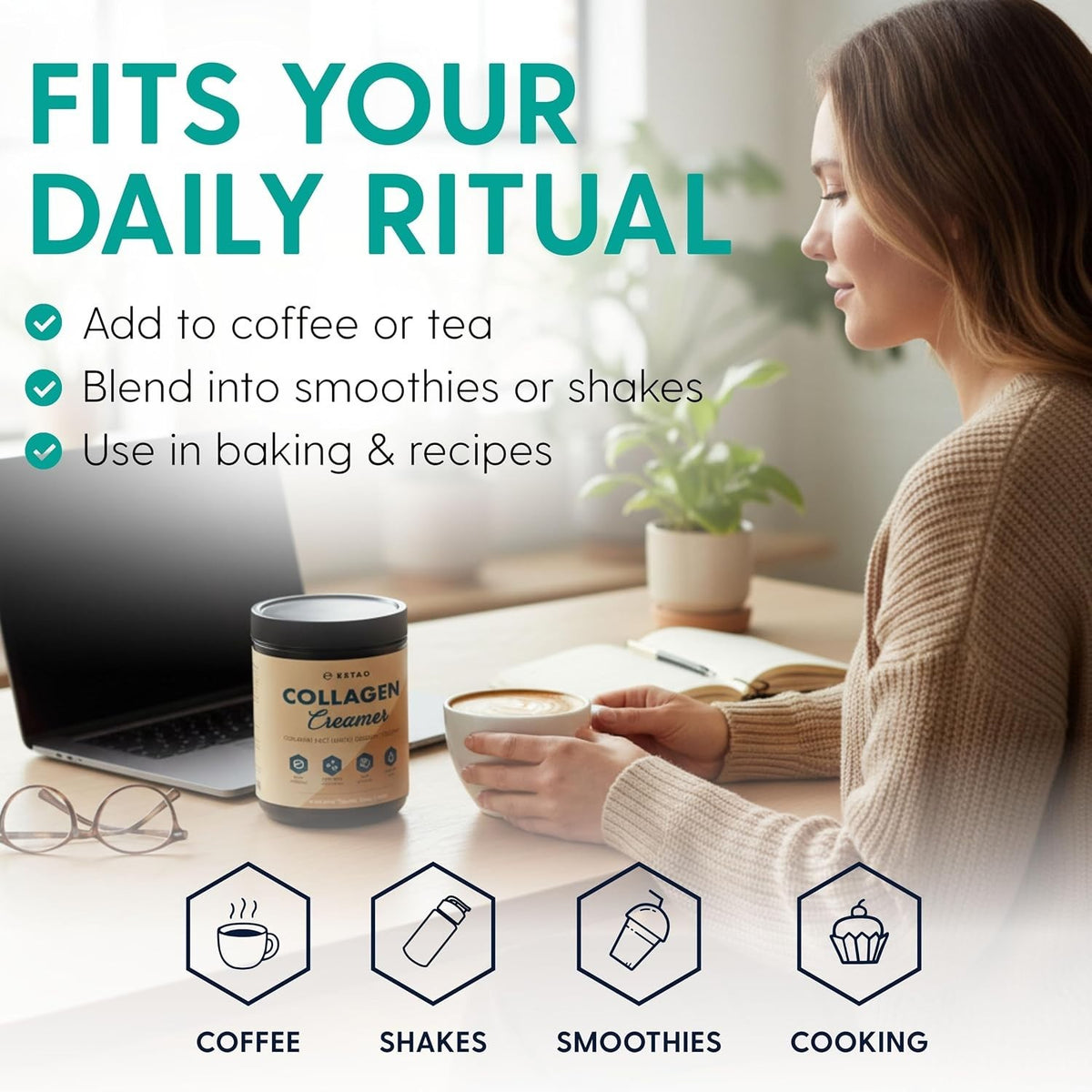 Collagen Creamer 300g MCT Keto Coffee Creamer Vanilla Bean Gluten Free - Ketao