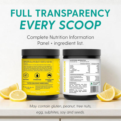 Electrolytes Lemon Hydration Powder Zero Sugar Keto 210g 30 Servings - Ketao