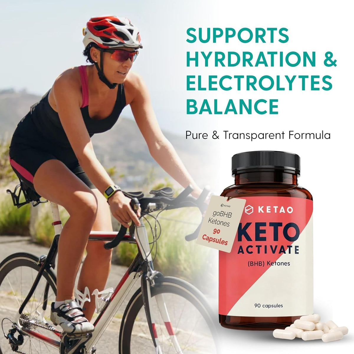Keto Activate 90 Capsules Exogenous Ketones goBHB Keto Pills Zero Sugar - Ketao