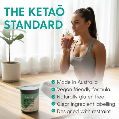 Keto Activate BHB Ketones Powder Strawberry & Kiwi 225g 30 Servings - Ketao