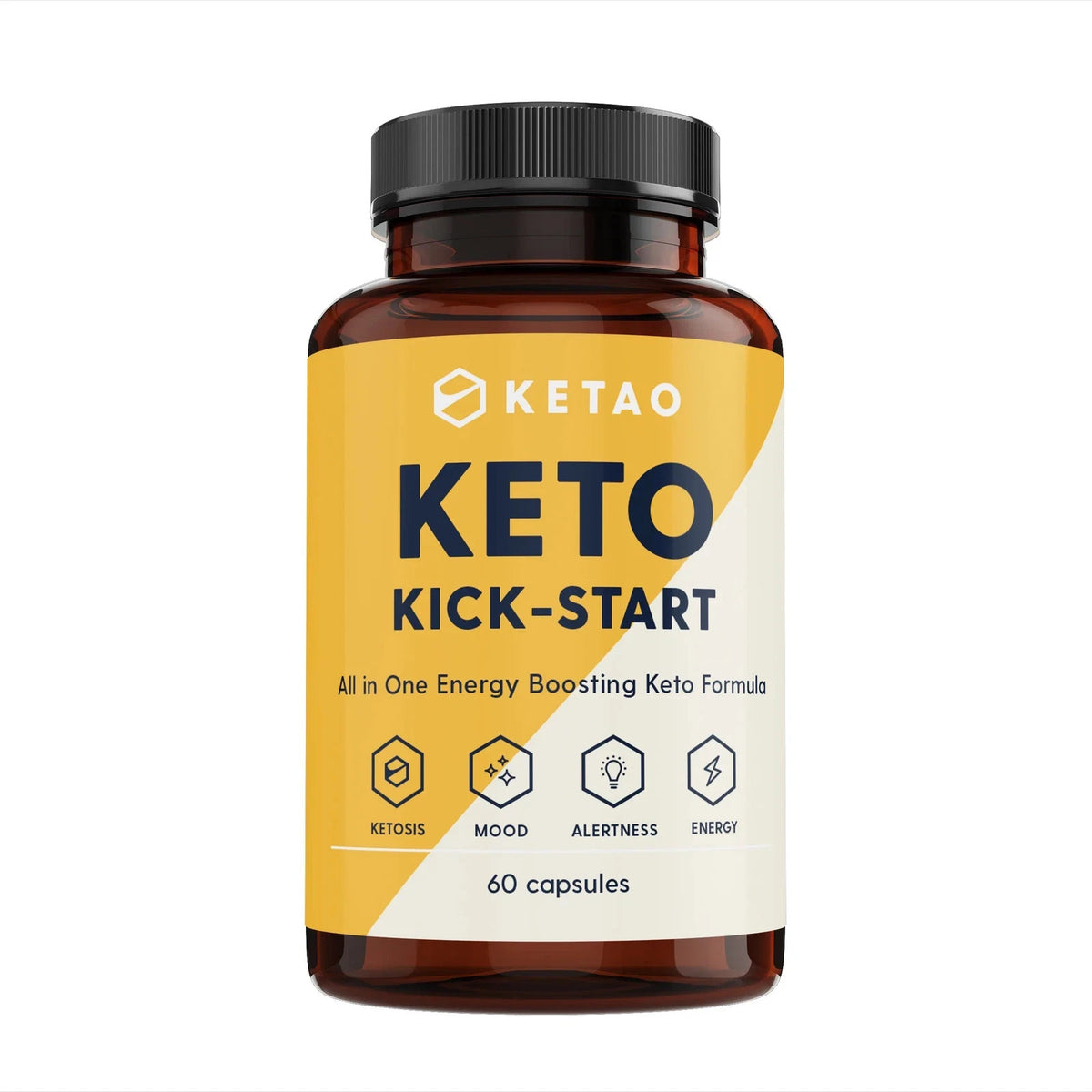 Keto Kick-Start 60 Capsules BHB Keto Supplement Caffeine TeaCrine - Ketao
