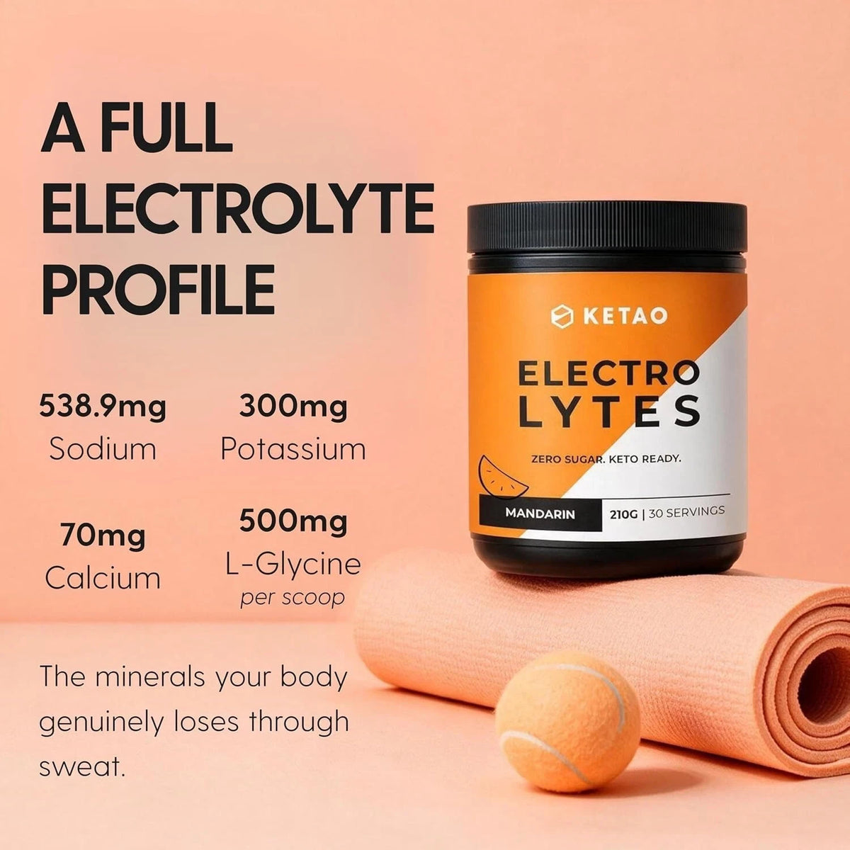 2 Pack KETAO ELECTRO LYTES Mandarin Powder Hydration Support ZERO SUGAR 210g