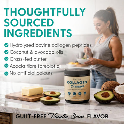 Collagen Creamer 300g MCT Keto Coffee Creamer Vanilla Bean Gluten Free - Ketao