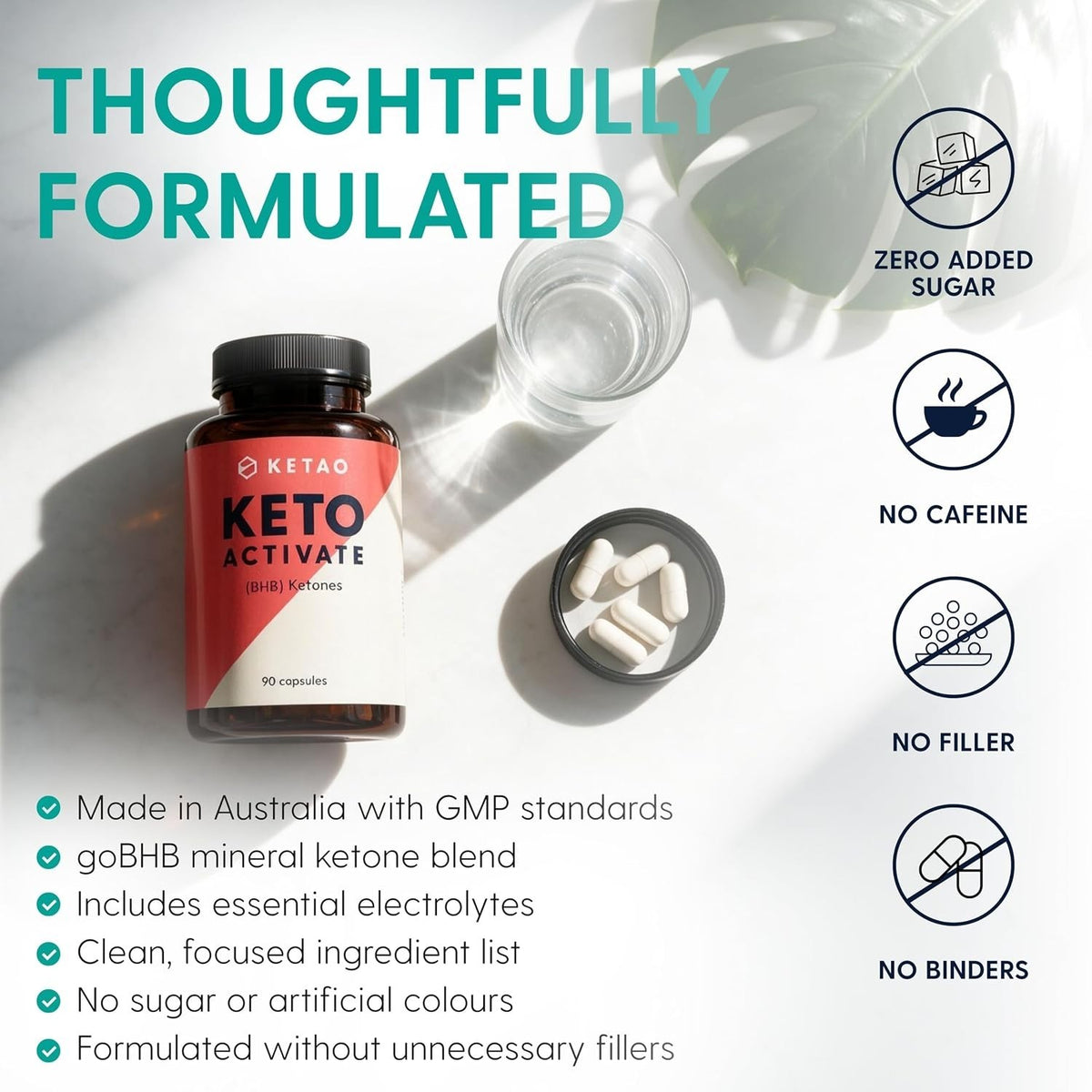 Keto Activate 90 Capsules Exogenous Ketones goBHB Keto Pills Zero Sugar - Ketao