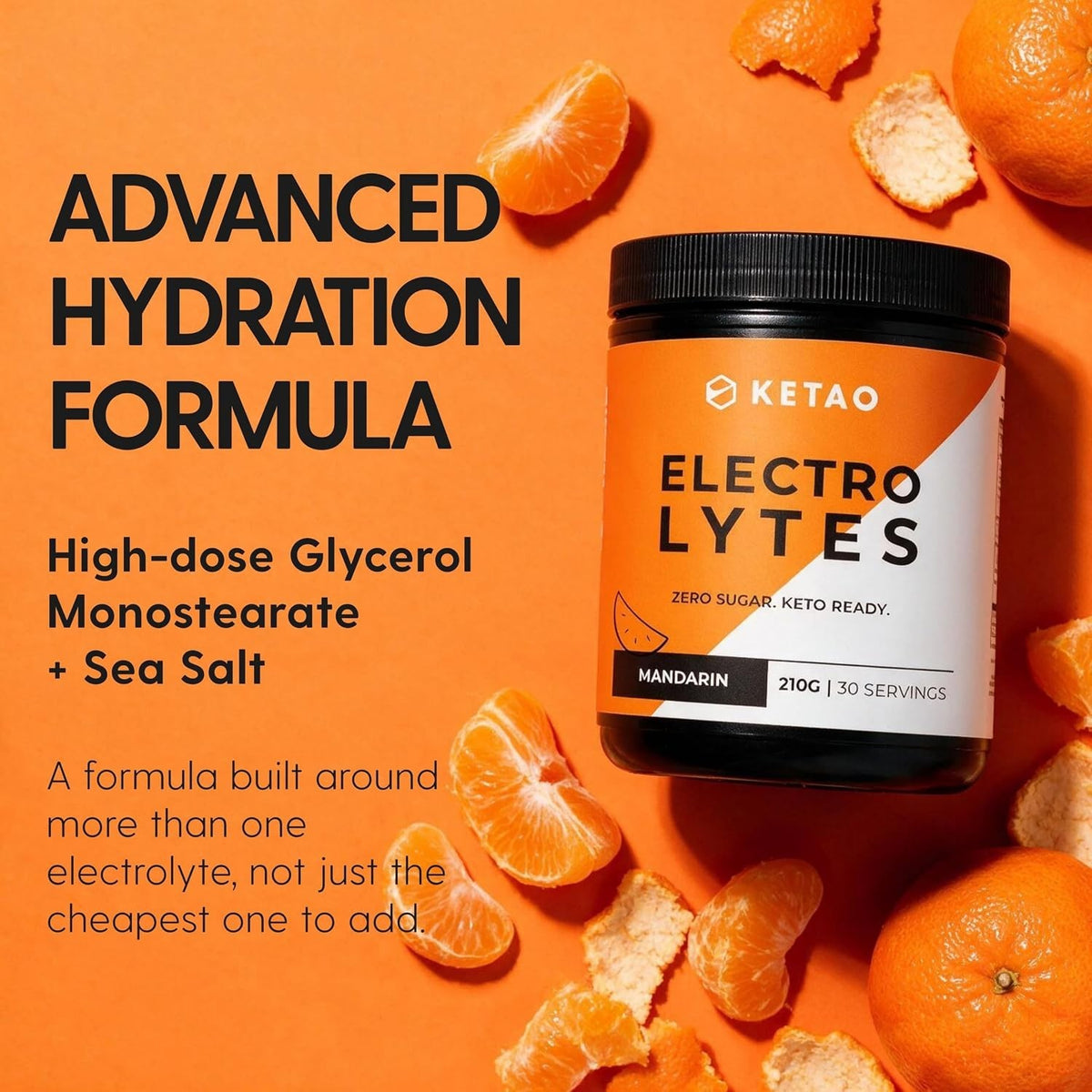 Electrolytes Mandarin Hydration Powder Zero Sugar 210g 30 Servings - Ketao