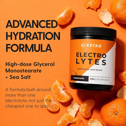 Electrolytes Mandarin Hydration Powder Zero Sugar 210g 30 Servings - Ketao