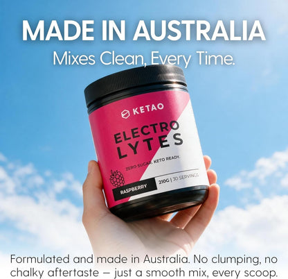 Electro Lytes Raspberry 210g 30 Servings Zero Sugar Keto Hydration - Ketao