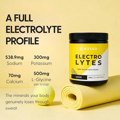 Electrolytes Lemon Hydration Powder Zero Sugar Keto 210g 30 Servings - Ketao