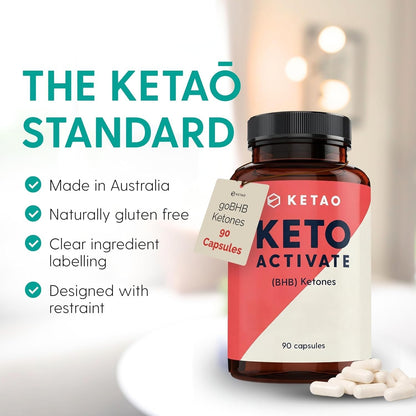 Keto Activate 90 Capsules Exogenous Ketones goBHB Keto Pills Zero Sugar - Ketao