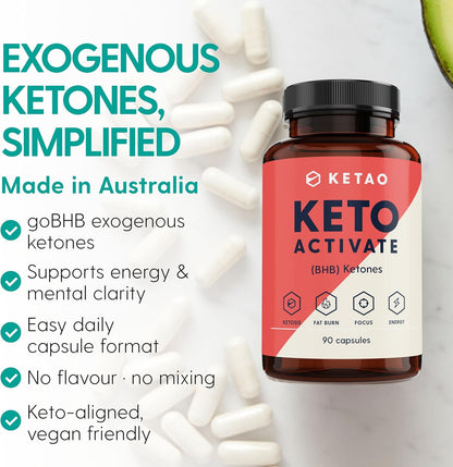 Keto Activate 90 Capsules Exogenous Ketones (goBHB) | Zero Carbs/Sugar | Keto Pills for Ketosis & Craving Control | Vegan Capsules