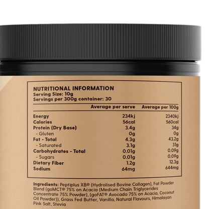 Collagen Creamer  Hydrolysed Bovine Peptides + MCTs from Coconut, Avocado & Grass-Fed Butter | Keto Collagen Powder for Coffee, Skin, Joints & Gut